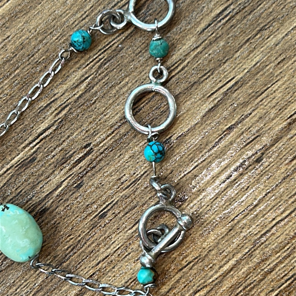 Boho Vintage silver turquoise statement 
Y necklace and earrings. - Picture 7 of 10
